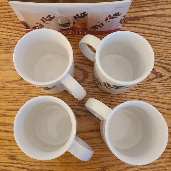 Alco Industries Holiday Mug Set 4-Piece Vintage Holly Leaves and Berries No 1149 - Picture 7 of 15